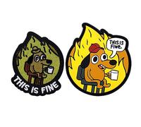 This is Fine Dog Patch, 2 Pièces Drôles Patchs de Broderie Caoutchouc PVC Patch Moral Meme avec Fermeture Auto-Agrippante pour Sacs à Dos Harnais pour Chiens Gilets Vestes Jeans Chapeaux