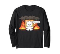 This is Fine Meme Funny Cute Kawaii Bear Room on Fire Manche Longue