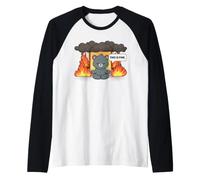 This is Fine Meme Funny Cute Kawaii Bear Room on Fire Manche Raglan