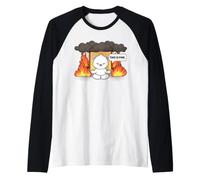 This is Fine Meme Funny Cute Kawaii Bear Room on Fire Manche Raglan