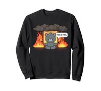 This is Fine Meme Funny Cute Kawaii Bear Room on Fire Sweatshirt