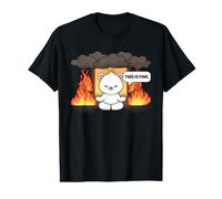 This is Fine Meme Funny Cute Kawaii Bear Room on Fire T-Shirt Graphique avec Valeur
