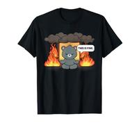 This is Fine Meme Funny Cute Kawaii Bear Room on Fire T-Shirt Graphique avec Valeur