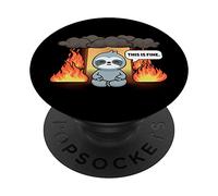 This is Fine Meme Funny Cute Kawaii Sloth Room on Fire PopSockets PopGrip Adhésif
