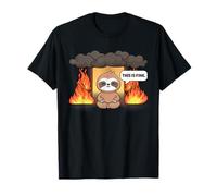 This is Fine Meme Funny Cute Kawaii Sloth Room on Fire T-Shirt