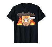 This is Fine Meme Funny Cute Kawaii Sloth Room on Fire T-Shirt