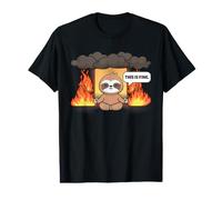 This is Fine Meme Funny Cute Kawaii Sloth Room on Fire T-Shirt Graphique avec Valeur