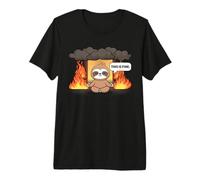 This is Fine Meme Funny Cute Kawaii Sloth Room on Fire T-Shirt Haut de Gamme