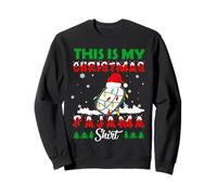 This is My Christmas Pajama Ice Hockey Santa Hat Xmas Lights Sweatshirt