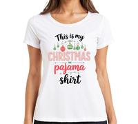 This is My Christmas Pajama Shirt Noël Pyjama Cadeau Femme T-shirt, Blanc., XL