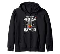 This is My Christmas Pyjama Powered by Ramen Funny Cat Lover Sweat à Capuche