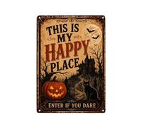 This Is My Happy Place Halloween Wall Sign | Metal Front Door Decor