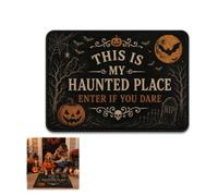 This is My Haunted Place - Entrez si vous l'osez Paillasson vintage pour Halloween, tapis de bienvenue amusant et effrayant, tapis gothique antidérapant pour porche, décoration rustique (50*80cm)