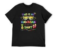 This is My Hawaiian Luau Aloha Hawaii Beach Pineapple Unisex 100% Cotton Short-Sleeve T-Shirts Black XL