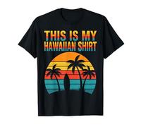 This is My Hawaiian Shirt Retro Sunset Palm Surfboard Hawaï T-Shirt