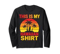 This is My Hawaiian Shirt Retro Sunset Palms Planche de Surf Surf Manche Longue