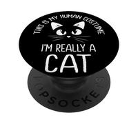 This is My Human Costume I'm Really A Cat Halloween Kitten PopSockets PopGrip Adhésif