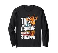 This is My Human Costume Im Really A Girafe Halloween Manche Longue