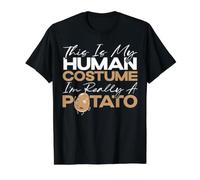 This is My Human Costume I'm Really A Patate Vegetarian T-Shirt Graphique avec Valeur, Homme, Noir, XL