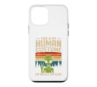 This is My Human Costume Rétro Vert Alien Peace Sign UFO Coque pour iPhone 12 Mini