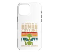This is My Human Costume Rétro Vert Alien Peace Sign UFO Coque pour iPhone 16 Pro Max