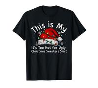 This is My It's Too Hot for Ugly Christmas Chapeau Lumières de Noël T-Shirt