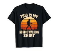 This is My Nordic Walking Retro Sunset Hiker Humour T-Shirt Graphique avec Valeur