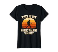 This is My Nordic Walking Retro Sunset Hiker Humour T-Shirt Graphique avec Valeur, Femme, Noir, M