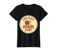 This is My Spare Apparel Jeu de Mots de Bowling Amusant T-Shirt Graphique avec Valeur, Femme, Noir, M