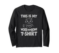 This Is My Work From Home T-Shirt Funny Cat Remote Worker Manche Longue