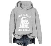 This Is Some Boo Drap Sweatshirt Halloween Ghost Graphic Spooky Season Boo Sheet Shirt, Gris-2., M