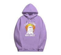 This Is Some Boo Sheet Halloween Sweatshirts Women Cute Ghost Hoodies Funny Halloween Costumes Pull à manches longues Teen Girls Tops avec poche, violet, XXL