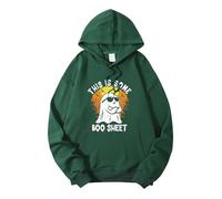 This Is Some Boo Sheet Halloween Sweatshirts Women Cute Ghost Hoodies Funny Halloween Costumes Pull à manches longues Teen Girls Tops avec poche, Vert, XXXXXL