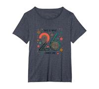 This is What 26 Looks Like : Cadeau d'anniversaire rétro T-Shirt, Femme Grandes Tailles, Bleu Chiné, 1X