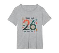 This is What 26 Looks Like : Cadeau d'anniversaire rétro T-Shirt, Femme Grandes Tailles, Gris Chiné, 1X