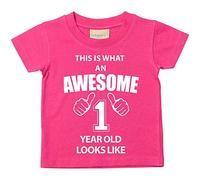 This Is What an Awesome 1 an Vieux Looks Like rose T-Shirt 1st Anniversaire Bébé tout-petit enfants disponible en tailles 0-6 mois pour 14-15 ans nouveau bébé Sœur cadeau - rose, 6-12 mois