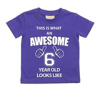 This is what AN Awesome 6 year old Looks Like Violet T-shirt bébé tout-petit enfants Disponible en tailles 0-6 mois à 14-15 ans 6e anniversaire T-shirt violet violet 9-11 Years