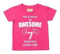 This is what AN Awesome 7 ans Looks Like Rose T-shirt bébé tout-petit enfants Disponible en tailles 0-6 mois à 14-15 ans 7e anniversaire T-shirt rose rose 5-6 ans