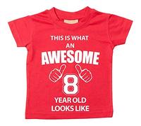 This is what AN Awesome 8 ans Looks Like Rouge T-shirt bébé tout-petit enfants Disponible en tailles 0-6 mois à 14-15 ans 8e anniversaire T-shirt rouge Red 0-6 mois