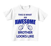 This is what AN Awesome Brother Looks Like Blanc T-shirt Bleu Text bébé tout-petit enfants Disponible en tailles 0-6 mois pour 14-15 ans Nouveau bébé sœur Cadeau blanc blanc 12-13 Years