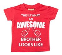 This is what AN Awesome Brother Looks Like Rouge T-shirt bébé tout-petit enfants Disponible en tailles 0-6 mois pour 14-15 ans Nouveau bébé sœur Cadeau rouge Red 5-6 ans