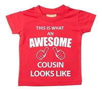 This is what AN Awesome Cousin Looks Like Rouge T-shirt bébé tout-petit enfants Disponible en tailles 0-6 mois pour 14-15 ans Nouveau bébé sœur Cadeau rouge Red 0-6 mois