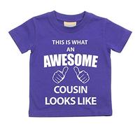 This is what AN Awesome Cousin Looks Like Violet T-shirt bébé tout-petit enfants Disponible en tailles 0-6 mois pour 14-15 ans Nouveau bébé sœur Cadeau violet violet 3-4 ans