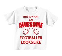 This is what AN Awesome Football Looks Like Blanc T-shirt Texte Rouge pour bébé enfants Disponible en tailles 0-6 mois à 14-15 ans blanc blanc 3-4 ans