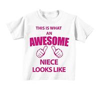 This is what AN Awesome Niece Looks Like Blanc T-shirt Rose Text bébé tout-petit enfants Disponible en tailles 0-6 mois à 14-15 ans blanc blanc 18-24 mois