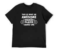 This is What an Awesome Squash Player Looks Like Unisex 100% Cotton Short-Sleeve T-Shirts Black XXL