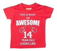 This Is What an Impressionnant 14 AN VIEUX ça a l'air Like Rouge T-shirt bébé en âge Bas enfants disponible en tailles 0-6 mois pour 14-15 ans 14th anniversaire T-shirt - Rouge, 9-11 Ans