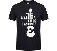 This Machine Kills Fascists Acoustic Electric Guitars Music Tees Teenage Crazy Unisex O-Neck 100% Cotton Short-Sleeve T-Shirts Black XL