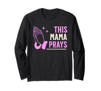 This Mama Prays Womens Religious Floral Faith Manche Longue