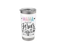 This Mama Runs on Coffee and Jesus Mama Coffee Jesus Mom Gobelet isotherme en acier inoxydable double paroi
